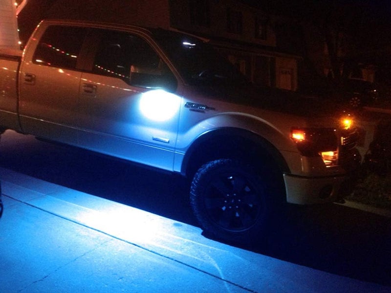 iJDMTOY Ultra Blue LED Under Side Mirror Puddle Lights Compatible With Ford F150 Raptor Edge Explorer Flex, Lincoln Navigator Mark LT MKX etc. (Powered by 18 pcs White SMD LED Lights) - Image 4