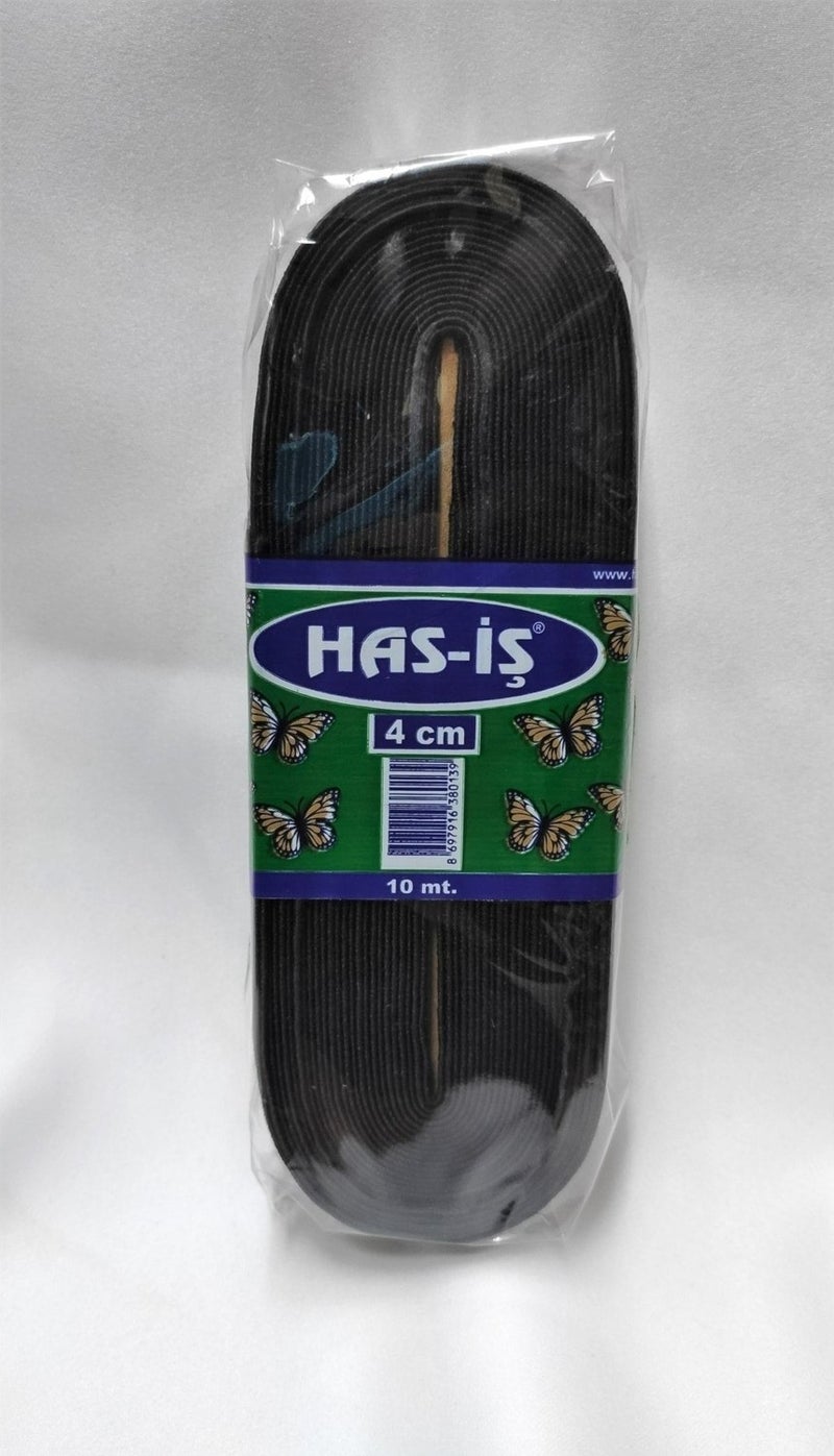 Atmaca Tuhafiye Atmaca Haberdashery Has-Iş Black 4 cm Flat Elastic 10 Meters Waist Leg Trouser Elastic 