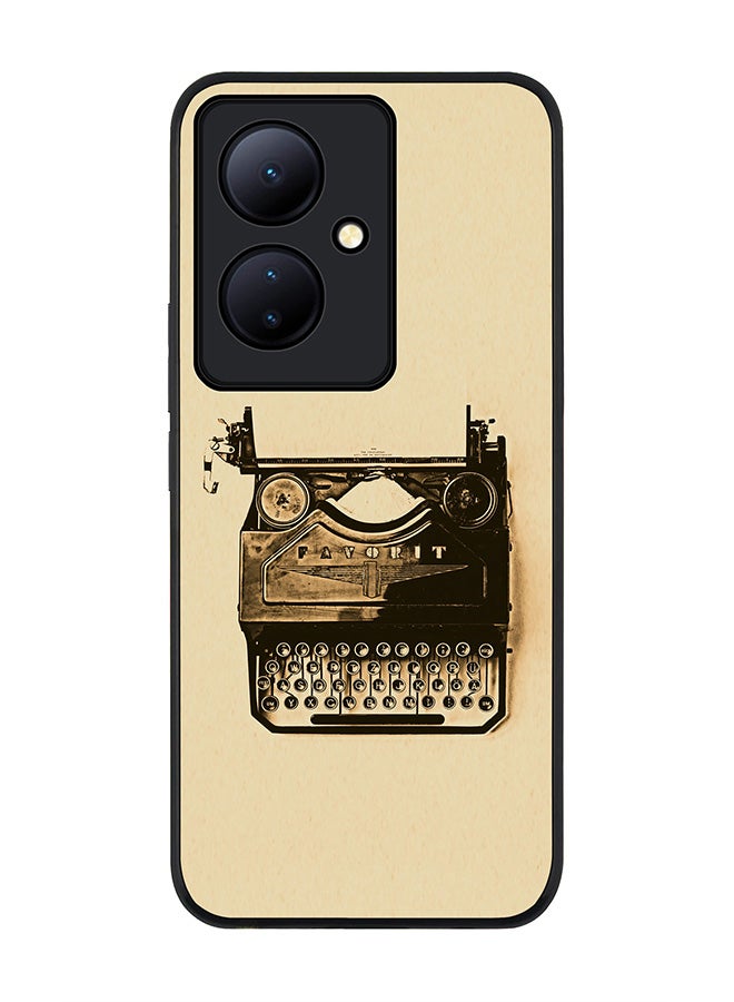 Stylizedd Rugged Black edge case for Vivo V29 Lite, Slim fit Soft Case Flexible Rubber Edges Anti Drop TPU Gel Thin Cover- Typewriter - Image 1