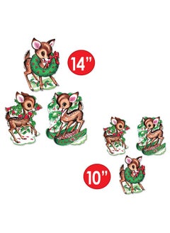 Beistle Beistle 20054 Vintage Christmas Reindeer Cutouts 12 Piece, 10" & 14", Multicolored  - Image 2