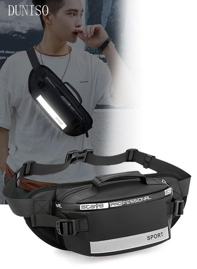 DUNISO Multifunctional Waist Bag For Men Panel Utility Shoulder Bag Crossbody Bag For Cycling Hiking Travelling Pouch Pack Waist Bag with Reflective Strip For Outdoor Sports - Image 1
