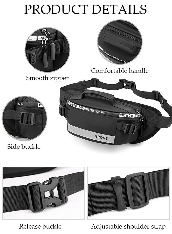 DUNISO Multifunctional Waist Bag For Men Panel Utility Shoulder Bag Crossbody Bag For Cycling Hiking Travelling Pouch Pack Waist Bag with Reflective Strip For Outdoor Sports - Image 3