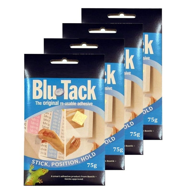 Lucky Blu Tack, Multipurpose Reusable Adhesive, Clean, Safe & Easy to Use, Non-Toxic, Handy (75g, 4) - Image 1