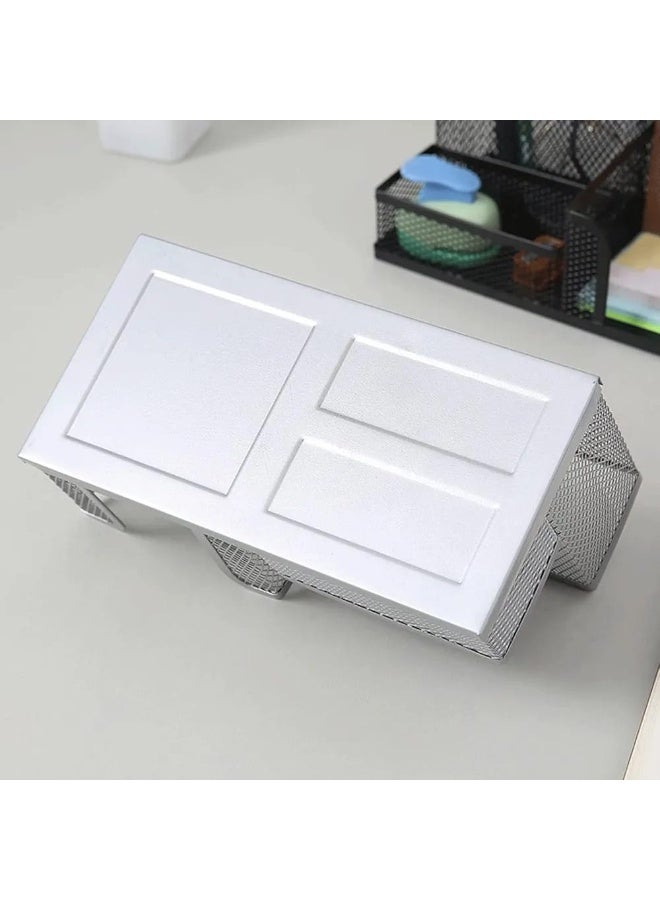 Silver Metal Mesh Desk Organizer - Metal Pen Holder for Organizing Stationery Supplies - Desktop Organizer Tray for Office, Home, School - Image 4