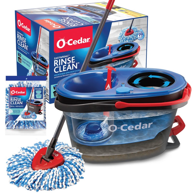 OCedar RinseClean Spin Mop Bucket System 1 Extra Mop Head Clean with Clean Water Removes 99 of Bacteria