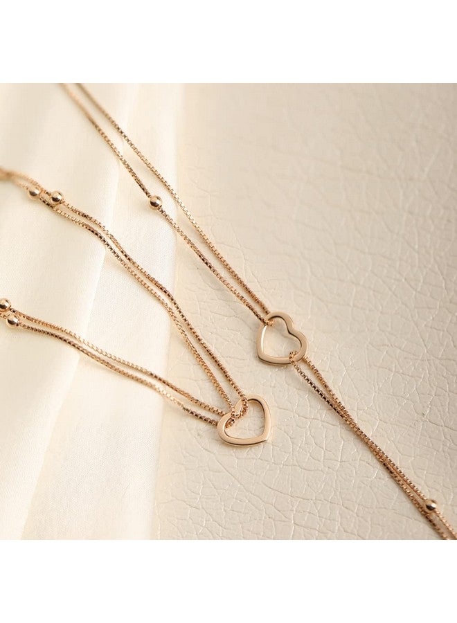 ZAVYA 925 Sterling Silver Modest Heart Rose Gold Plating Chain Anklet (Pair) | Gift for Women & Girls | With Certificate of Authenticity & 925 Stamp |Rakhi Gift for Sister - Image 3