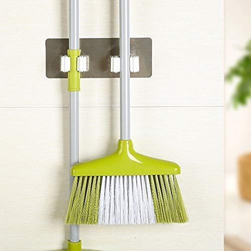 CLIXERA Clixera Plastic Wall Mounted Self Adhesive Sticker 2 Mop and Broom Holder18 x 7 x 3 cm Silver 1 Pcs - Image 3