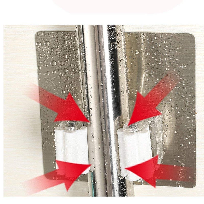 CLIXERA Clixera Plastic Wall Mounted Self Adhesive Sticker 2 Mop and Broom Holder18 x 7 x 3 cm Silver 1 Pcs - Image 5