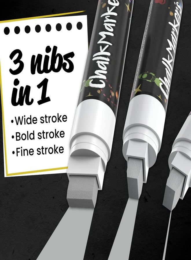 Chalkola Metallic Chalk Markers (2 Pack) Liquid Chalk Pens for Blackboards, Chalkboard, Bistro Menu, Window Markers for Cars - Wet Wipe Erasable - 15mm Jumbo Nib - Image 3