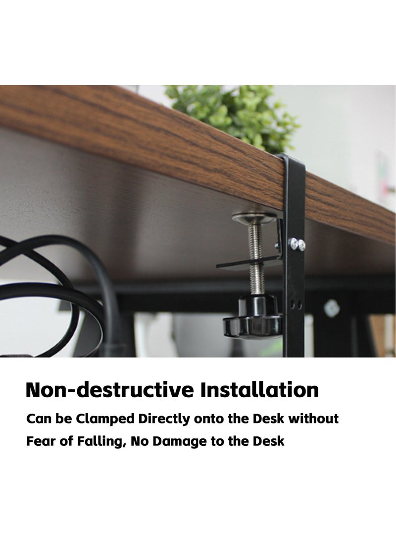 Teuuea Under Desk Cable Management, Metal Under Desk Table Rack Tray with Clamp, No Drill No Damage Sturdy Cable Organizer Holder for Computer Wire Management, for Office, Home (Black) - Image 3