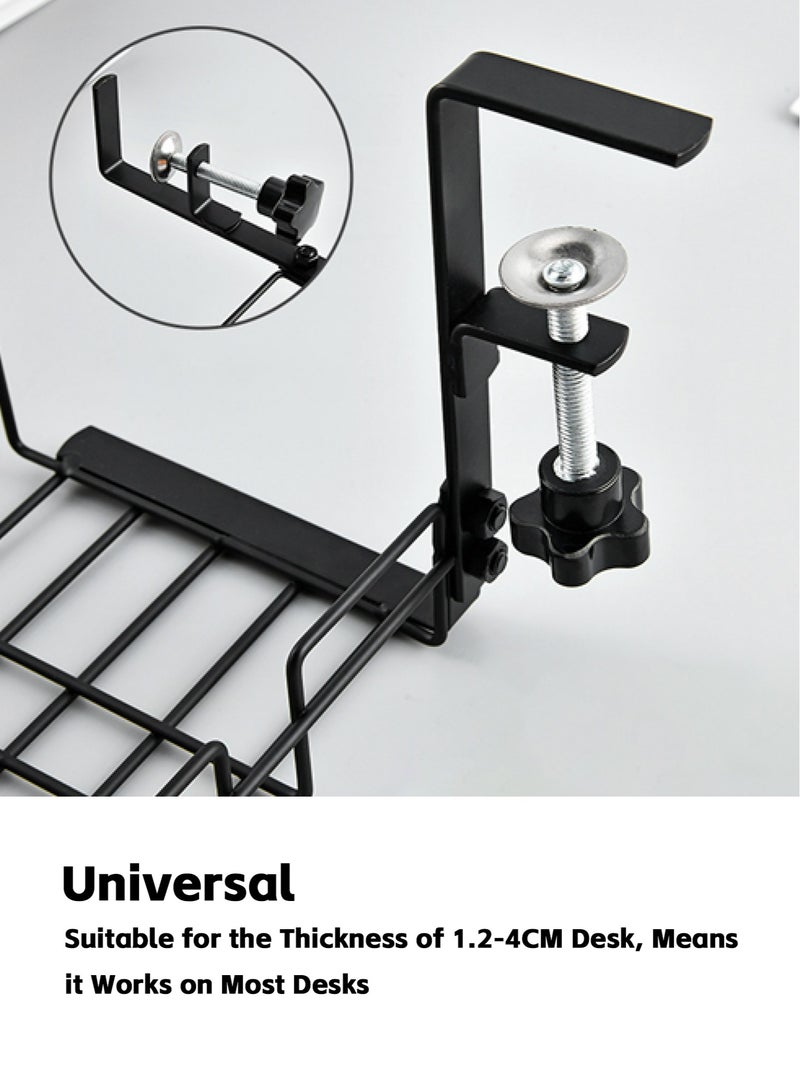 Teuuea Under Desk Cable Management, Metal Under Desk Table Rack Tray with Clamp, No Drill No Damage Sturdy Cable Organizer Holder for Computer Wire Management, for Office, Home (Black) - Image 4