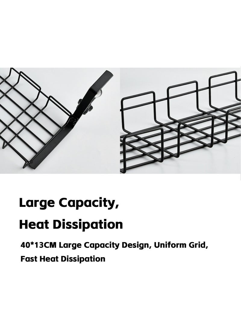 Teuuea Under Desk Cable Management, Metal Under Desk Table Rack Tray with Clamp, No Drill No Damage Sturdy Cable Organizer Holder for Computer Wire Management, for Office, Home (Black) - Image 5