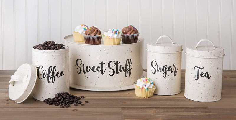 Amici Home Maddox Metal Coffee Canister | Dry Food Storage Container | Speckled Cream Canister for Kitchen Countertop | Storage Jar for Coffee with Handle | 44 Oz - Image 2