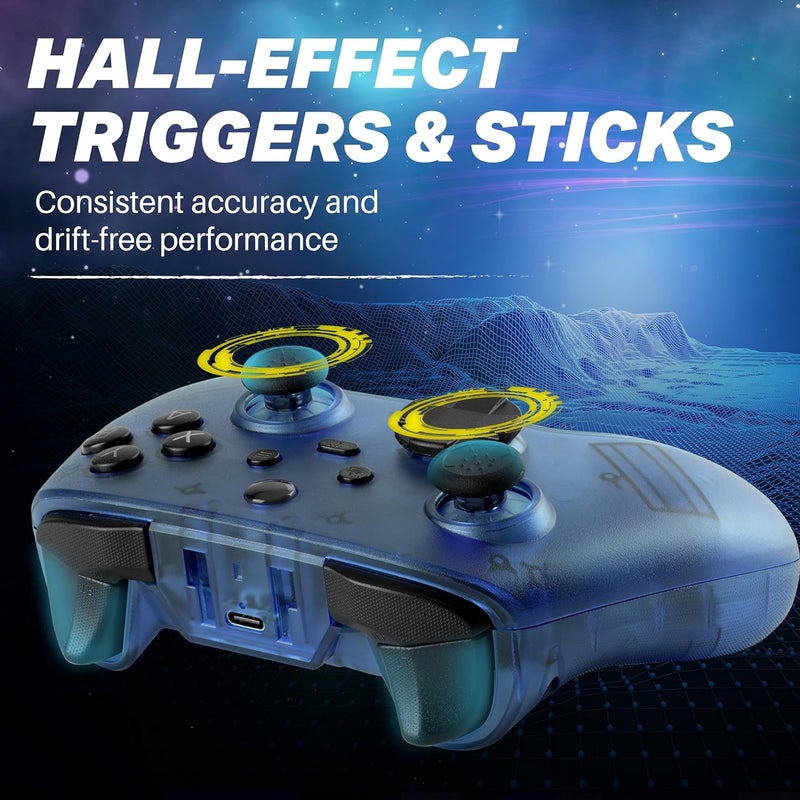 NITHO SMART 2 Wireless Controller for Switch, PC, Android & iOS | Gaming Gamepad with Hall Effect Trigger & Stick, Adjustable Turbo & Vibration, 6-Axis Motion Sensor, Programmable Buttons - Blue - Image 5