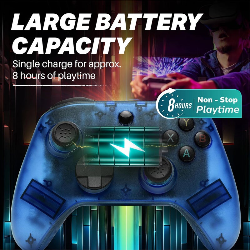 NITHO SMART 2 Wireless Controller for Switch, PC, Android & iOS | Gaming Gamepad with Hall Effect Trigger & Stick, Adjustable Turbo & Vibration, 6-Axis Motion Sensor, Programmable Buttons - Blue - Image 4