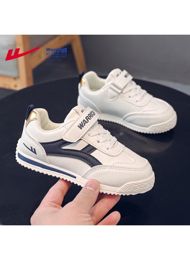 Warrior Boys' Casual Shoes Spring/autumn Soft Lightweight Children's Sports Shoes Wz-1076 Beige/blue Size 36 - Image 4