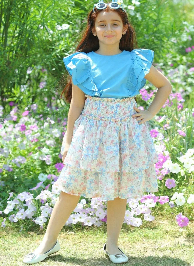 Luxe & Hardy Girls Pure Cotton Top With Skirt