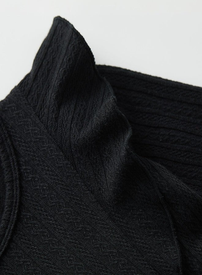 pureborn Toddler Girl Sweater Dress Ribbed Knit Ruffle Long Sleeve Swing Fall Winter Dresses Solid Black 4-5 Years - Image 5