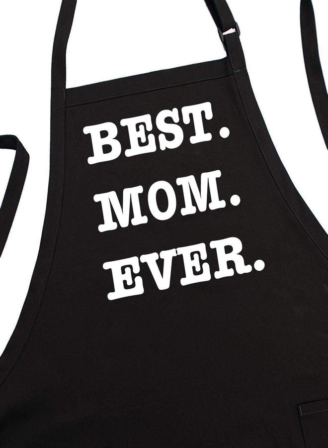 CoolAprons Unique Aprons For Ladies Best Mom Ever, Adjustable Black Aprons With Pockets - Image 1