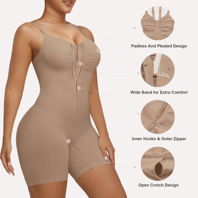 SHAPERX Women's Shapewear Bodysuit Tummy Control Seamless Zip-Up Body Shaper Waist Defining Silhouette,SZ5862-Sienna-3XL - Image 4