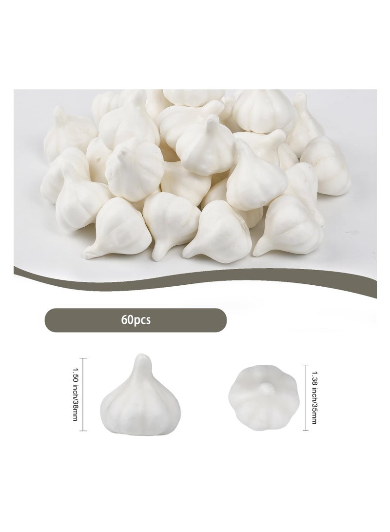 SYOSI 60Pcs Foam Fruit Artificial Garlic, Simulation Realistic Lifelike Models Artificial Vegetables for Party Autumn Supplies Farmhouse Restaurant Photography Props, Lightweight, Easy to Carry (White)  - Image 5