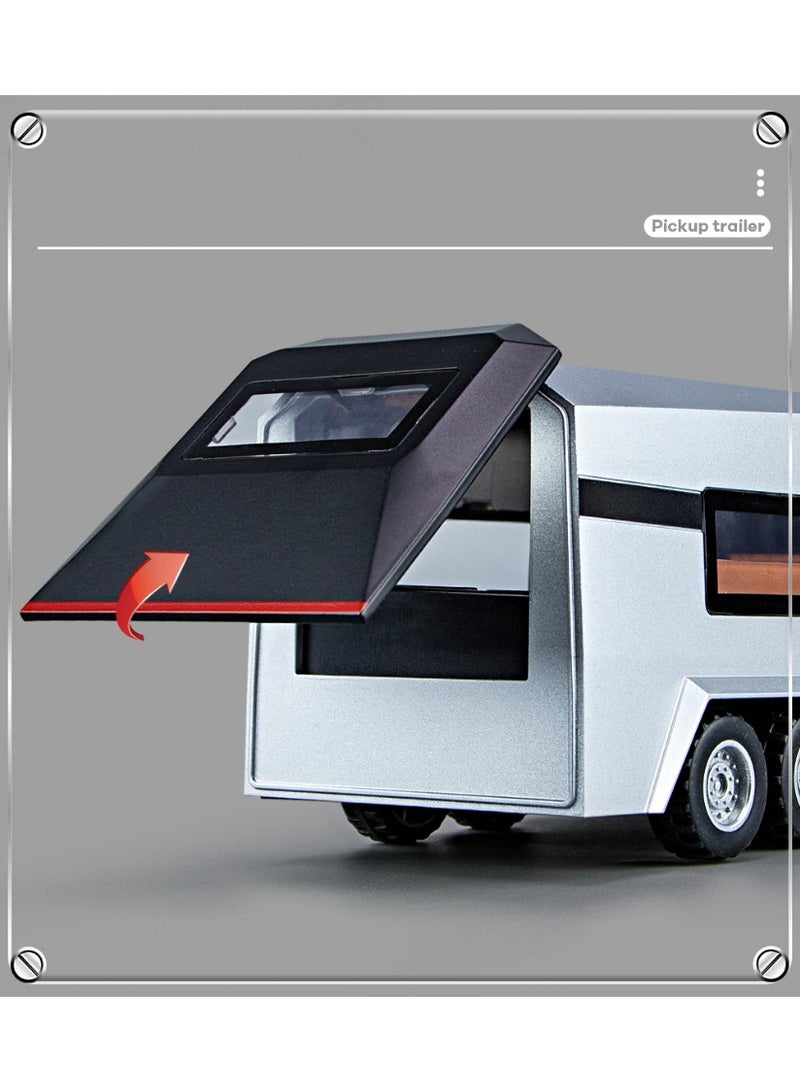 هالامودو 1:32 بيك آب مع سبيكة مقطورة السيارة، محاكاة سبيكة مقطورة نموذج السيارة، سحب سبيكة الظهر لعبة نموذج السيارة، الأبواب المفتوحة، سبيكة مقطورة مقطورة نموذج لعبة السيارة، زينة المجموعة، هدية مثالية للأطفال الأولاد الفتيات، معدات الحفلة للاحتفال المجموعة والديكور، الفضة/أسود، 36*65*7 سم - Image 5