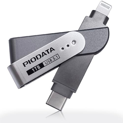 PioData iXflash 1 TB MFi Certified Lightning & USB Type C Flash Pen Drive for iPhone/iPad/Mac/PC External Storage Memory Photo Stick - Image 1