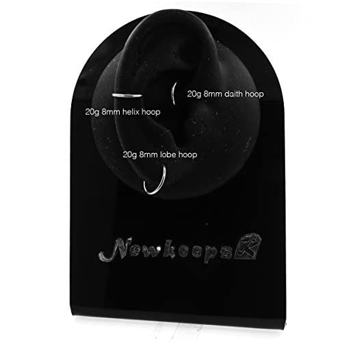 NewkeepsR 1PC-0.8mm(20g) Nose Hoop Seamless Ring, Steel Snap Hinged Clicker Segment Earring Cartilage Helix Piercing-8mm - Image 5