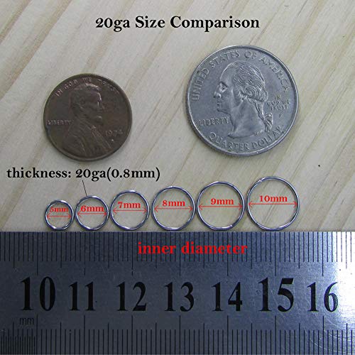 NewkeepsR 1PC-0.8mm(20g) Nose Hoop Seamless Ring, Steel Snap Hinged Clicker Segment Earring Cartilage Helix Piercing-8mm - Image 3