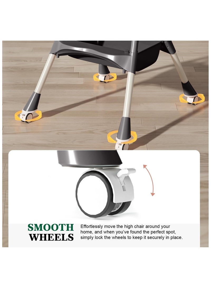 NANAO 4-1 Convertible Baby High Chair,Foldable Kids Feeding Chair | Infant Dining Chair,Toddlers Rocking Chair with Adjustable Height,Recliner Chair & 3 Gears Food Tray for Babies (Grey) - Image 5