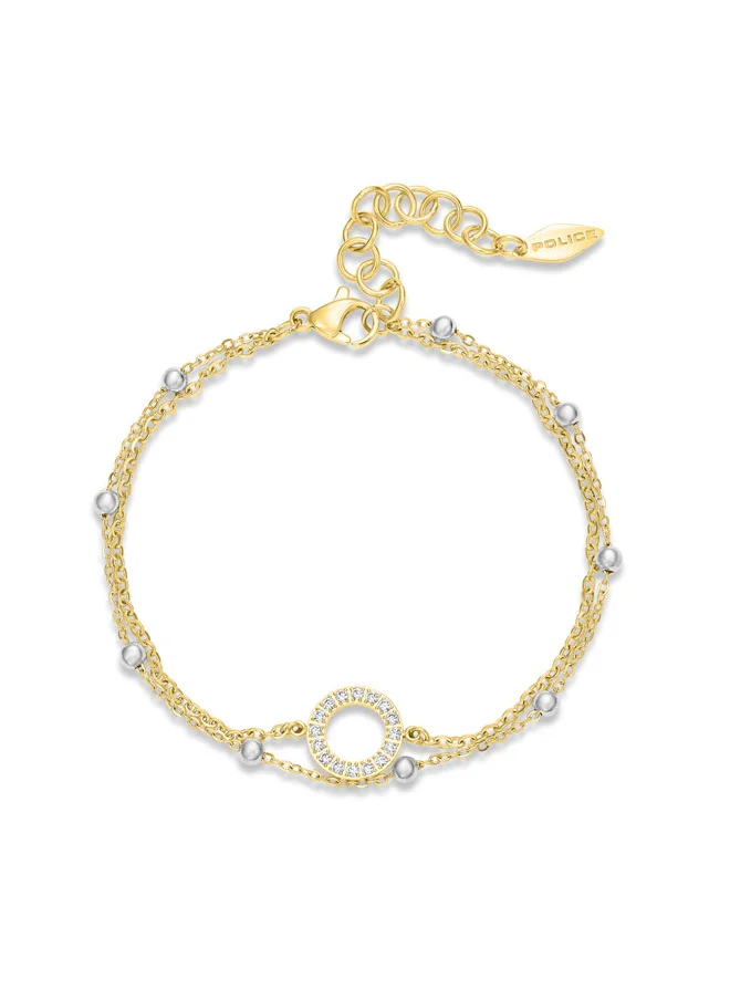 POLICE POLICE Ayara Bracelet - Twin-Chain Design, Beads, Crystal-Embedded Halo Charm