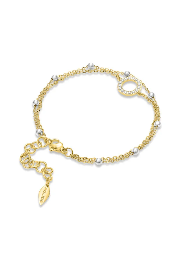 POLICE Ayara Twin-Chain Bracelet for Women with Beads and Crystal Halo Charm