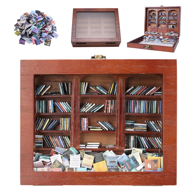BBVCX Anxiety Bookshelf | Get rid of Your Anxiety,Home & Office DÃ©cor for Book Lovers ,Miniature Book Matchbox Display Cabinet, Creative Ornaments, Stress-Relieving Gifts for Family and Friends - Image 1