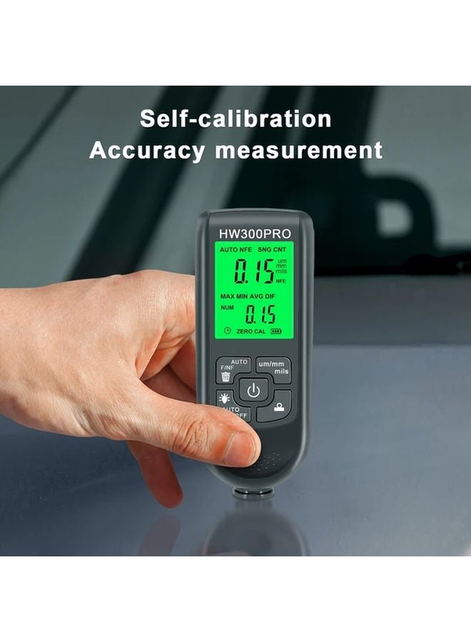 White Digital Car Paint Thickness Gauge HW300PRO Backlit LCD USB Charging Car Mount - Image 3