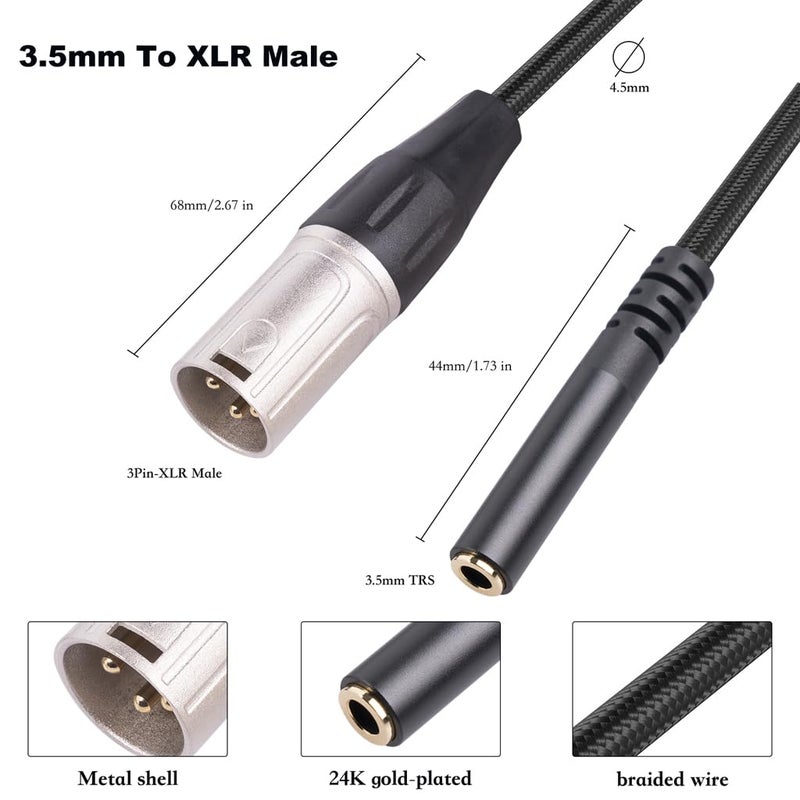 Balanced Male to 3.5mm Female Adapter Cable 3.5mm to 3 Pin Copper Conductor - Image 5