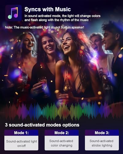 Luditek Sound Activated Party Hid Lights With Remote Control Dj Lighting, Rbg Disco Ball, Strobe Corded Electric Lamp 7 Modes Stage Par Light For Home, Room, Parties, Karaoke, Black - Image 5