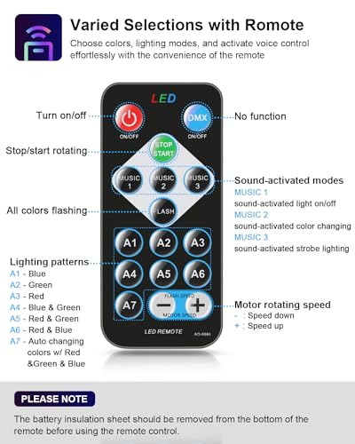 Luditek Sound Activated Party Hid Lights With Remote Control Dj Lighting, Rbg Disco Ball, Strobe Corded Electric Lamp 7 Modes Stage Par Light For Home, Room, Parties, Karaoke, Black - Image 2