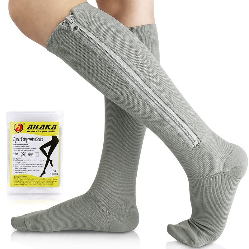 Ailaka Medical 15-20 mmHg Zipper Compression Socks Women Men - Image 1