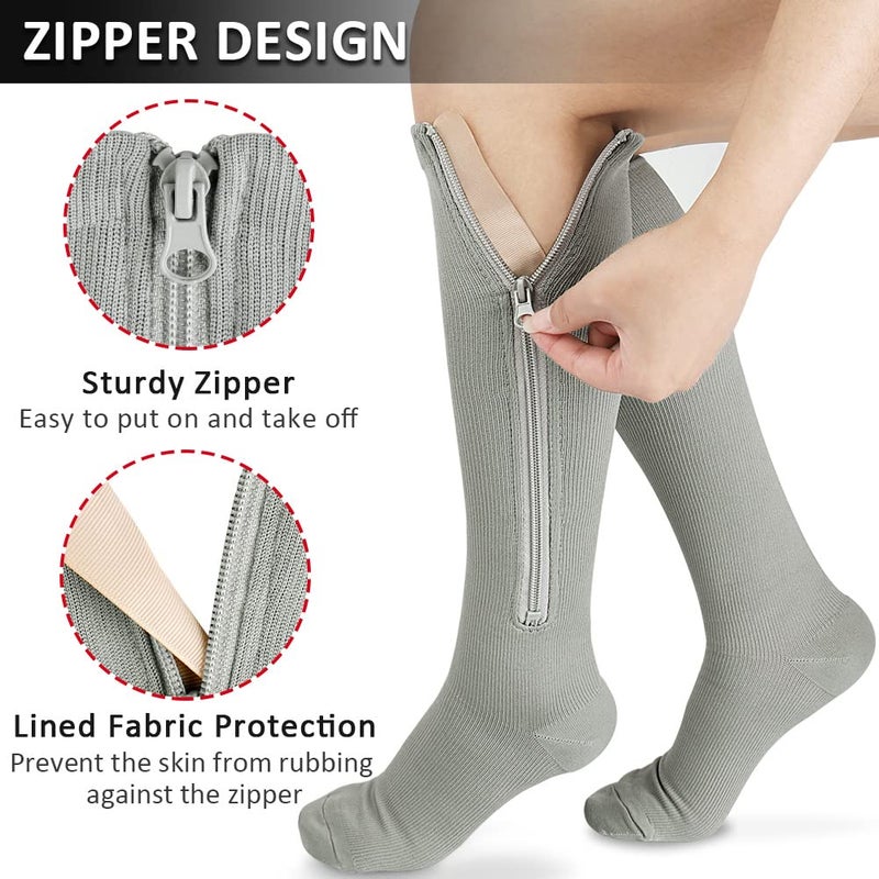 Ailaka Medical 15-20 mmHg Zipper Compression Socks Women Men - Image 3