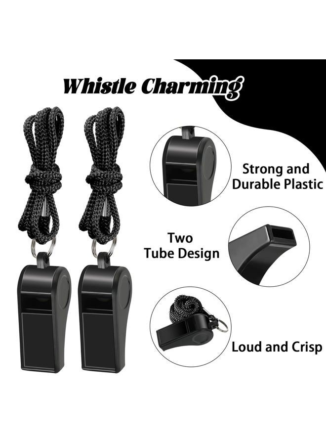 Retainbre 48 Pcs Coach Whistle with Lanyard Lifeguard Whistles Bulk Plastic Sports Loud Referee Whistle for Adults Emergency Teachers Training (Black) - Image 4