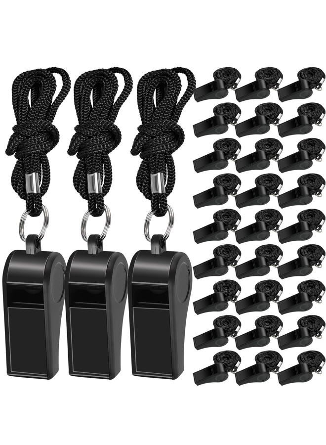 Retainbre 48 Pcs Coach Whistle with Lanyard Lifeguard Whistles Bulk Plastic Sports Loud Referee Whistle for Adults Emergency Teachers Training (Black) - Image 1
