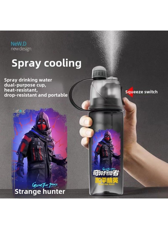 Heping Elite Primary And Secondary School Students Cup Summer Chicken Spray Water Cup Men And Children Drop-resistant Portable Plastic Sports Kettle-Capacity:Exotic Hunter 600ml Spray Cup - Image 1
