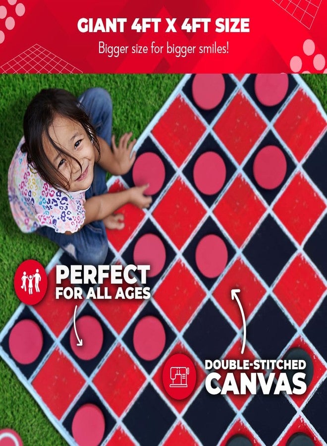 Swooc Games® - 2-in-1 Vintage Giant Checkers & Tic Tac Toe Game W/Mat (4ft x 4ft) - 100% Machine-Washable Canvas - Giant Outdoor Games for Kids - Yard Game for Kids - Jumbo Lawn Set - Large Checkers - Image 4