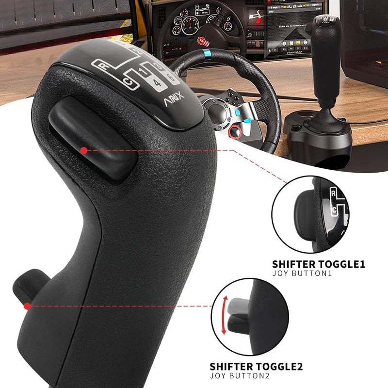 RASTP مقبض تغيير التروس لمحاكي الشاحنات USB، مخصص لشاحنات ATS ETS Scania، متوافق مع أجهزة Logitech G25، G27، G29، G920، Thrustmaster TH8A، Fanatec SQ، PXN، A10، بالإضافة إلى مقابض تغيير التروس المستخدمة في سباقات الكمبيوتر (PC Racing Shifters). - Image 3