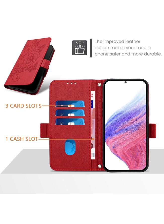 S-TOP Case For OPPO Reno8 5G Global Embossed Rose RFID Anti-theft Leather Phone Case - Image 4