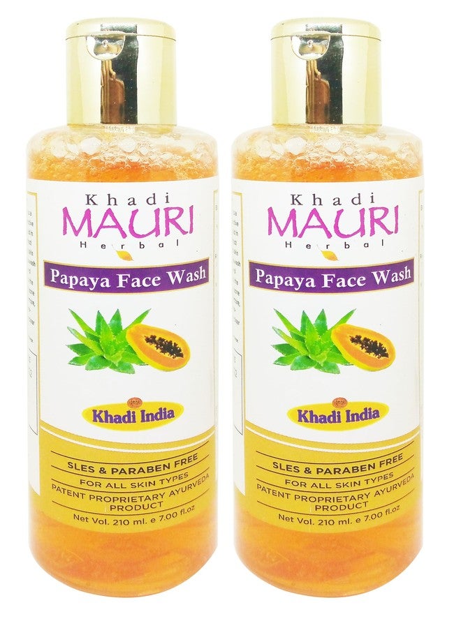 كادي غسول الوجه خادي موري بالبابايا، خالٍ من كبريتات لوريل الصوديوم والبارابين | تقشير لطيف وإزالة خلايا الجلد الميتة | تفتيح البشرة وتقليل الشوائب | توحيد لون البشرة ومكافحة البقع الداكنة | ٢١٠ مل | عبوة من قطعتين - Image 1