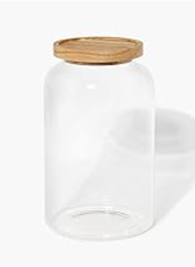 Matalan Matalan Wood Lid Storage Jar, Large Size, 24 cm x 14 cm Size, Glass 