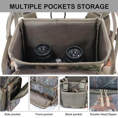 MDSTOP Binocular Harness Chest Pack Bino Case with Rangefinder Pouch Bino Harness Binocular Chest Pack Bino Bag for Bird WatchingHuntingHikingShooting New Leaf Camouflage - Image 3