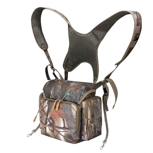 MDSTOP Binocular Harness Chest Pack Bino Case with Rangefinder Pouch Bino Harness Binocular Chest Pack Bino Bag for Bird WatchingHuntingHikingShooting New Leaf Camouflage - Image 1