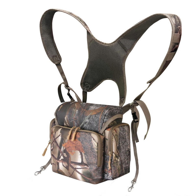 MDSTOP Binocular Harness Chest Pack Bino Case with Rangefinder Pouch Bino Harness Binocular Chest Pack Bino Bag for Bird WatchingHuntingHikingShooting New Leaf Camouflage - Image 2